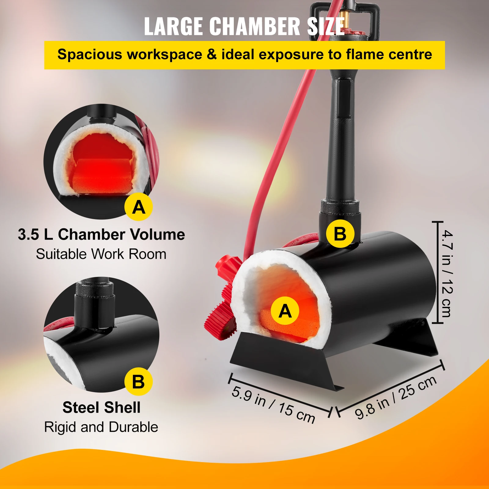 VEVOR Khí Propane Rèn Lò Đốt Di Động Max. Nhiệt Độ 2300 °F Ngọn Lửa Đèn Khò Gas W/Nóng Đầu Đốt Cho Kim Loại Dụng Cụ Làm