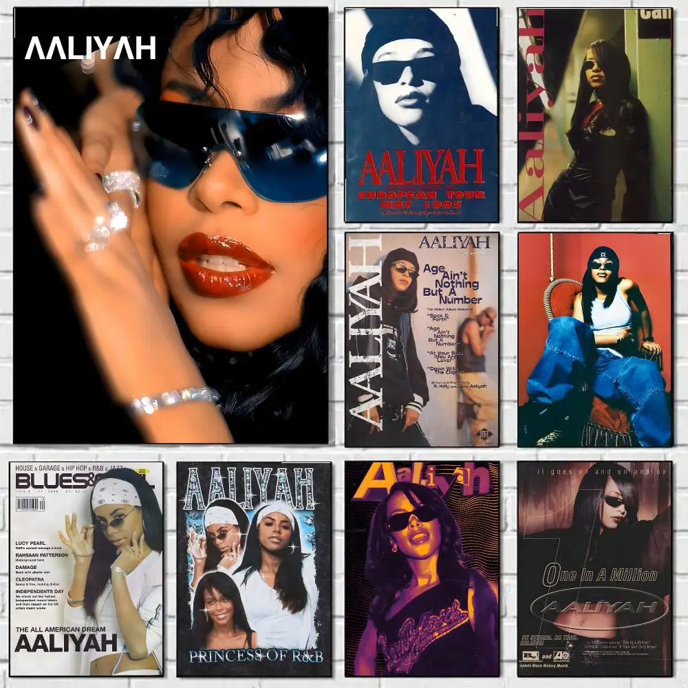 Aaliyah Poster Stickers Mural Painting Self-Adhesive Decor For Bedroom Living Room Home HD Wall Decals Gift