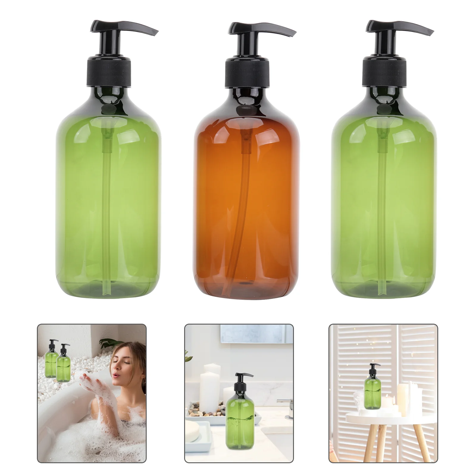 

3pcs 500ml Pump Bottles Essential Oil Liquid Makeup Atomizer Dispenser Refillable Bottles (Random Color)