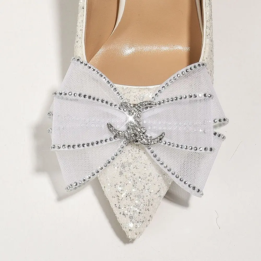 1개입 재료 라인스톤 신발 장식 반짝이는 리본 디자인 신발 꽃 장식 신발 버클 액세서리 하이힐