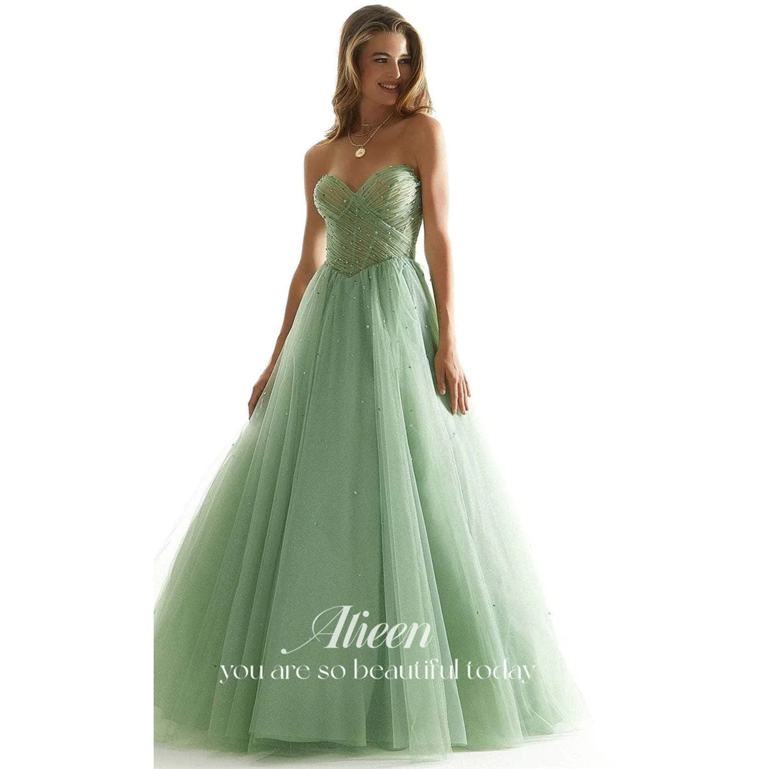 

Aileen Tulle Strapless Green Ball Gown Evening Dress 2026 Prom Dress Prom Beading Crystal New Women New Ladies Customized