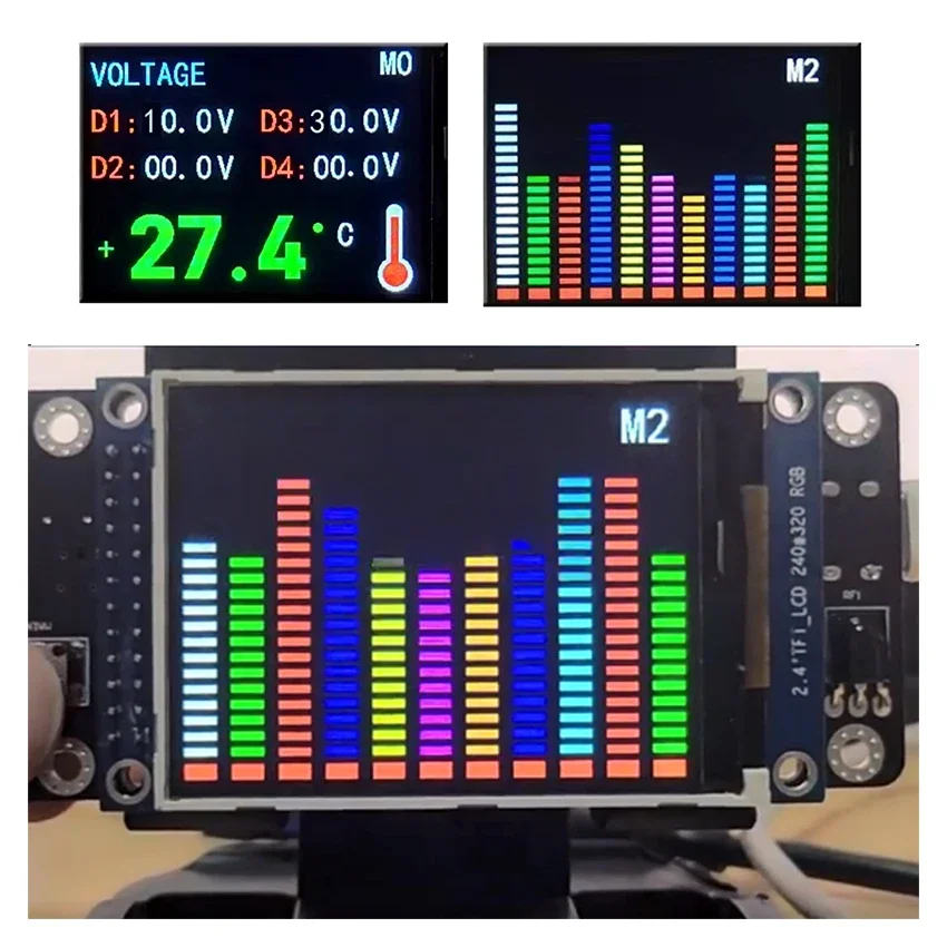 3.14 Inch TFT Display Screen Monitor Wafer Thermometer Voltage Detection Music Spectrum Circuit Board For Speaker/Amp/Preamp DIY