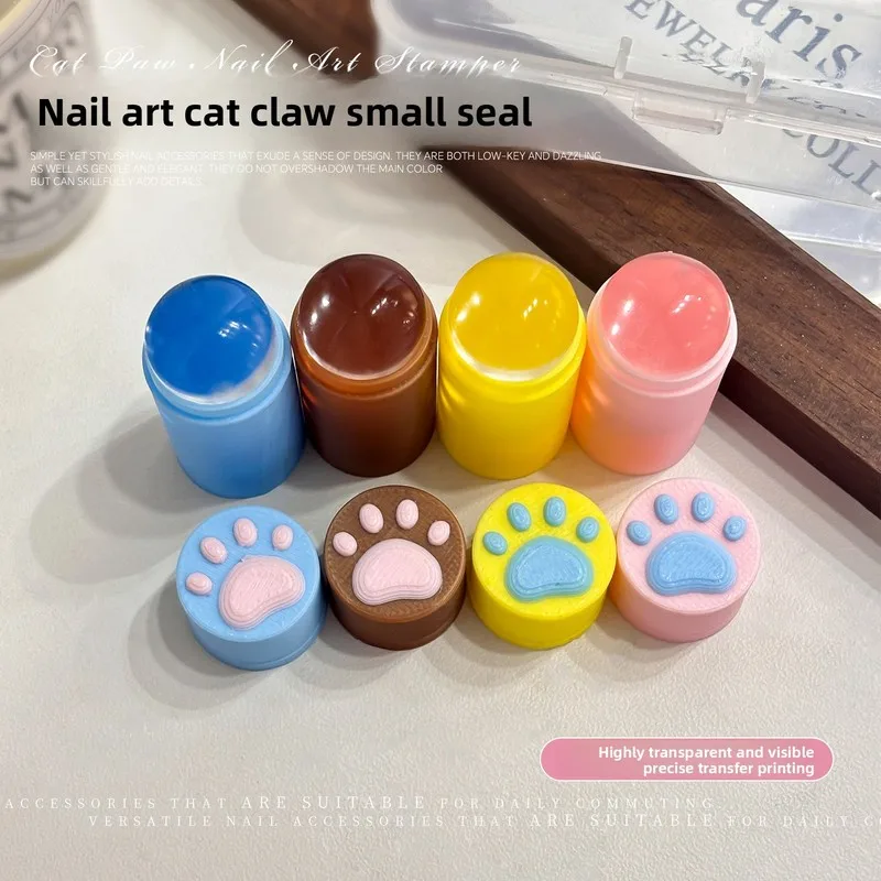 3D Premium Cute Cat Paws Nail Stamper High Transparent Silicone Stamping Plate Clear Edge Transfer Nail Art Tools