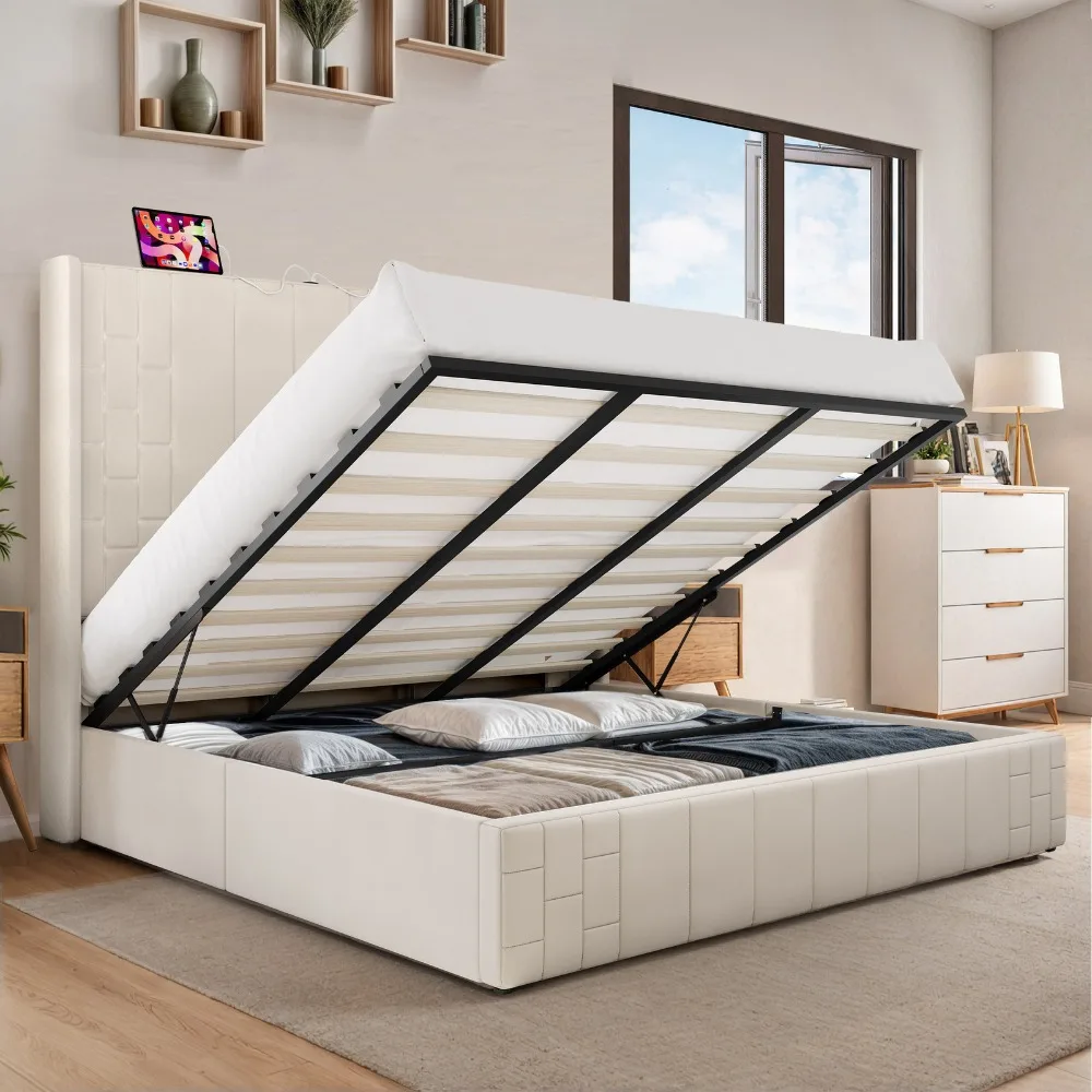 

King Size Lift Up Bed Frame with Hidden Under Storage