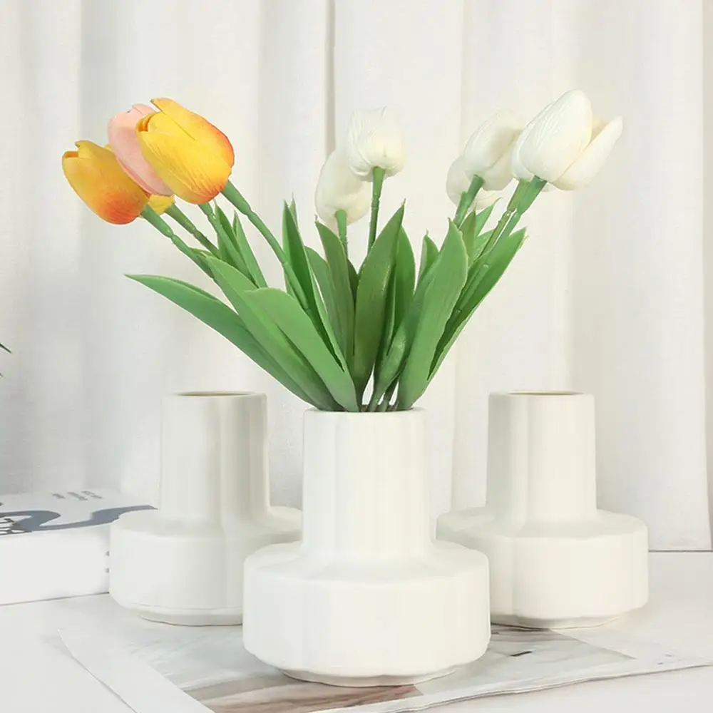 Nordic Modern White Flower Vase Flower Pot Basket Home Decoration INS Vase Minimalist Vase For Home Table Office Bedroom Decor