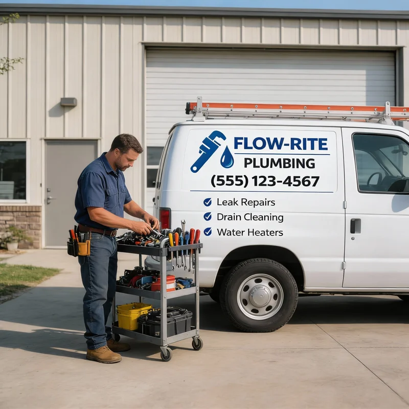 Custom Plumber Business Info Car Sticker – Logo, Phone Number, Work Vehicle Decal