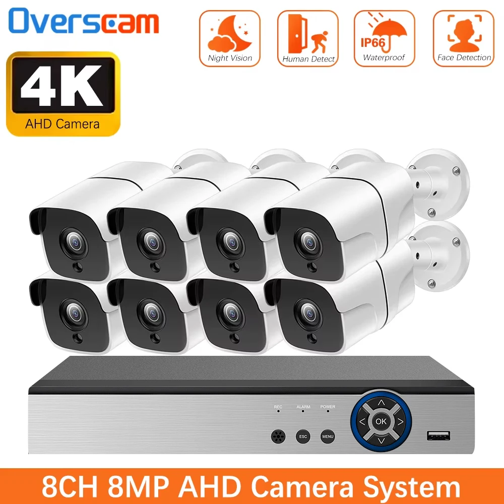 

Комплект системы видеонаблюдения 8MP 8CH H.265+ с ночным видением, P2P, 4K DVR, уличная IP66 водонепроницаемая камера видеонаблюдения 4K для дома