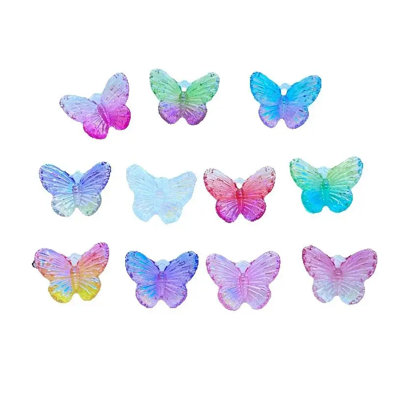 40 Stück neue Kawaii süße 12*16mm glänzende Schmetterlings-Harz-Cabochons mit flacher Rückseite für Scrapbooking, DIY-Schmuck, Basteldekoration, Zubehör
