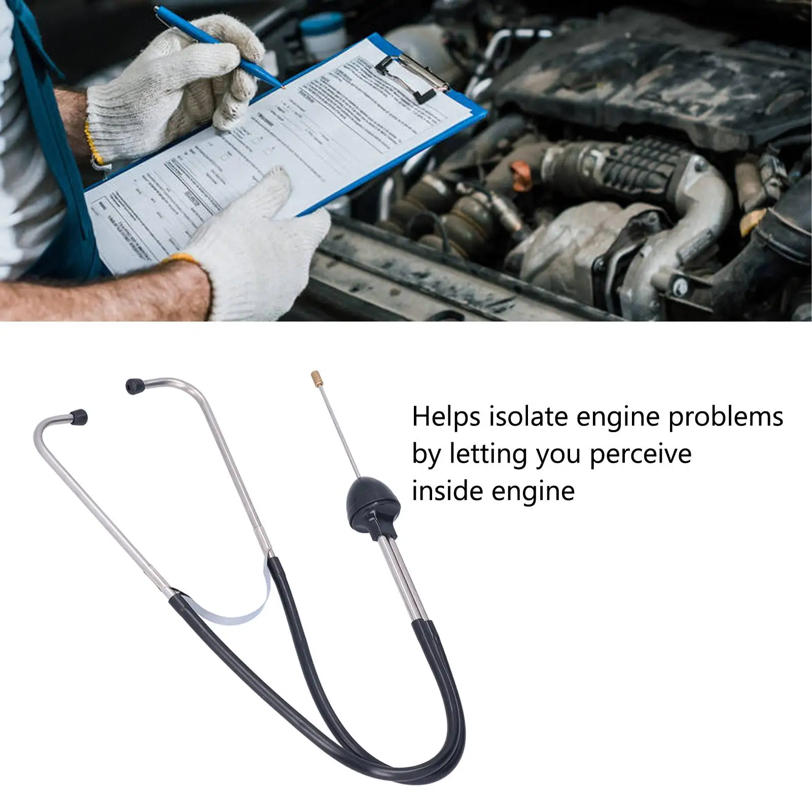 Universal Cylinder Sonarscope Steel Diagnostic Tool with PVC Hose for Auto Engine - for car & Truck Mechanics