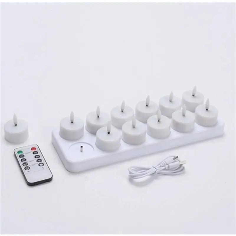 【HOT-PRICE!】24X Rechargeable Flameless Tea Lights Candles With Timer Romote,LED Candles For Wedding Centerpiece Table Decor