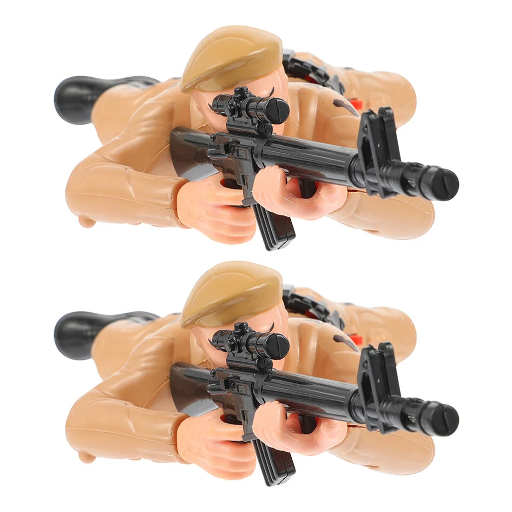 2 قطعة شخصيات الحركة التفاعلية لجندي الزحف الكهربائي للأطفال لتطوير المهارات الحركية للتعلم المبكر