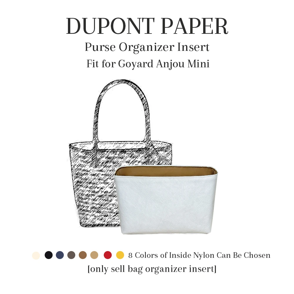 

Purse Organizer Insert Fit for Goyard Anjou Mini, Dupont Paper Inside Storage Bag Organizer Slim Inner Liner Makeup Bag In Bag