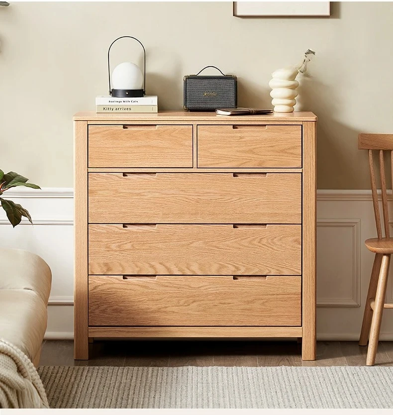 

Solid Wood Chest of Drawers Nordic Oak Minimalist Bedroom Furniture Tailstock Storage Locker