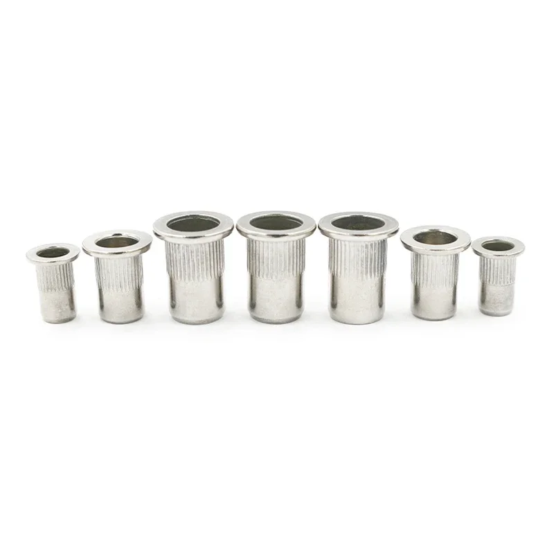 5/10/20pcs Stainless Steel Rivet Nut M3 M4 M5 M6 M8 M10 M12 Knurled Nut Rivnut Flat Head Threaded Rivet Insert Nutsert Cap