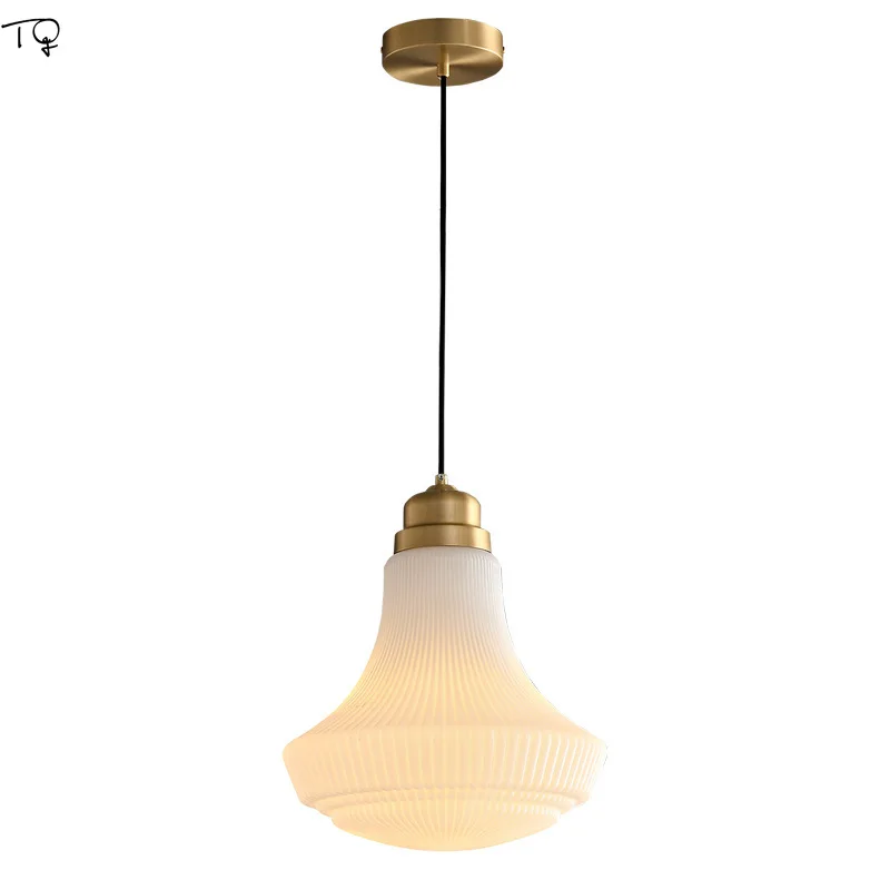 

Nordic Dersign Classical Traditional Copper Palace Glass Pendant Light LED E27 Home Decor Restaurant Porch Bedroom Bedside Study