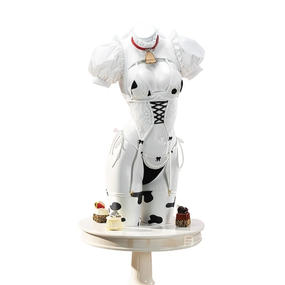 Azur Lane Cow Maid Cosplay Costume Cobenz Women's Anime Lingerie Set with Bell