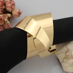 Exaggerated Glossy Metal Cross Open Wide Bracelets for Women Men Hip-hop Punk Trendy Jewelry Catwalk Accessories