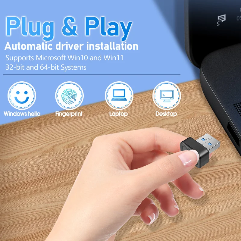 

Laptop PC Windows 10/11 Hello Biometric Security Key Safe Account Login USB Finger Scanner Module Device USB Fingerprint Reader