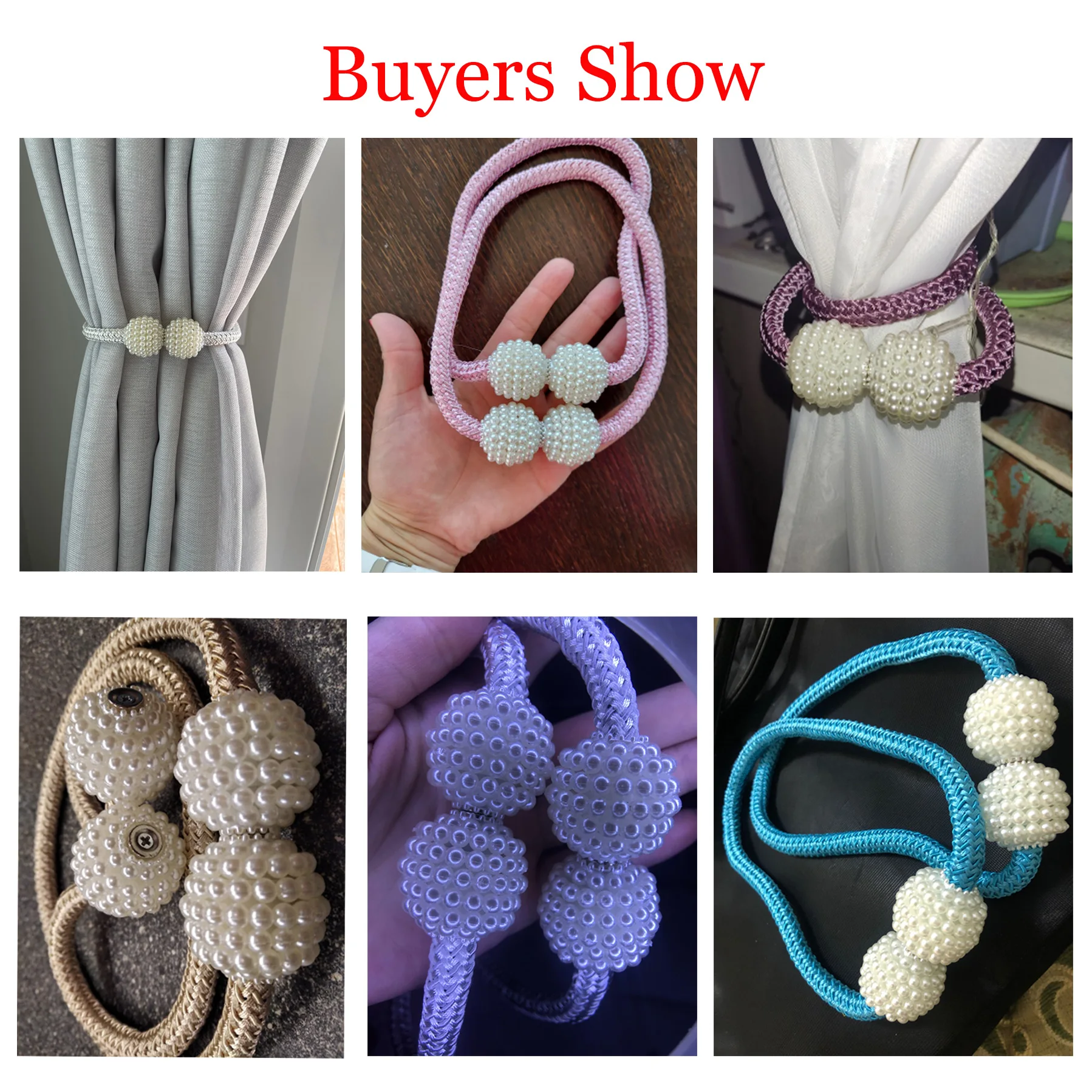 Magnetic Curtain Clip Room Accessories Pearl Ball Curtains Holder Buckle Rope Tieback Home Decor Hanging Ball Tie Back Holdback