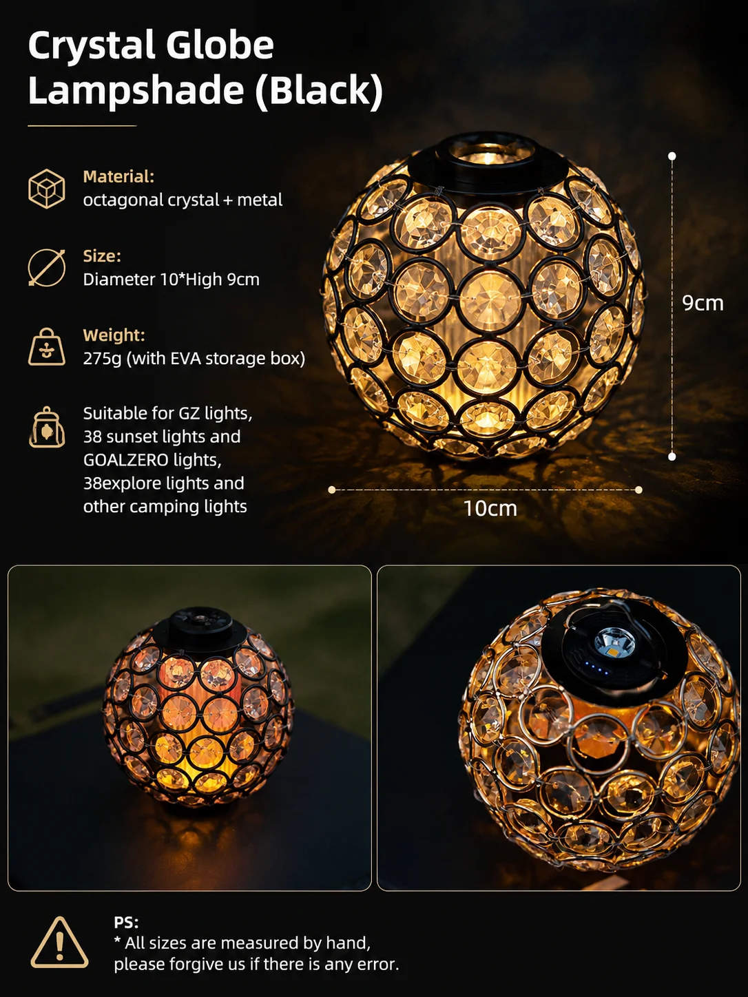 WELLHIKE Kristallkugel-Lampenschirm für Outdoor-Camping, Atmosphärische Abdeckung, Facettiertes Prisma, Passend für Goal Zero 38explore Zelt-Laterne Zubehör – Detail 6