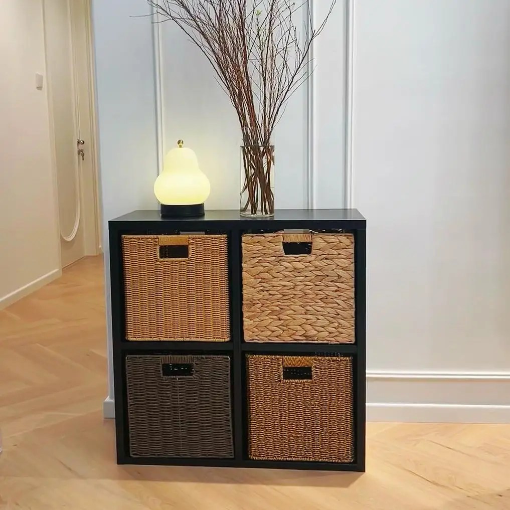 

Black lattice cabinet Floor-to-ceiling display TV cabinet Free combination bookcase Sofa side cabinet Solid wood