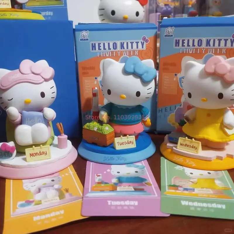 SANRIO HelloKitty อนิเมะชุดกล่องตาบอดชุดตุ๊กตาตุ๊กตาขยับแขนขาได้กล่องเซอร์ไพรส์โมเดลน่ารักของขวัญวันเกิดสำหรับเด็ก