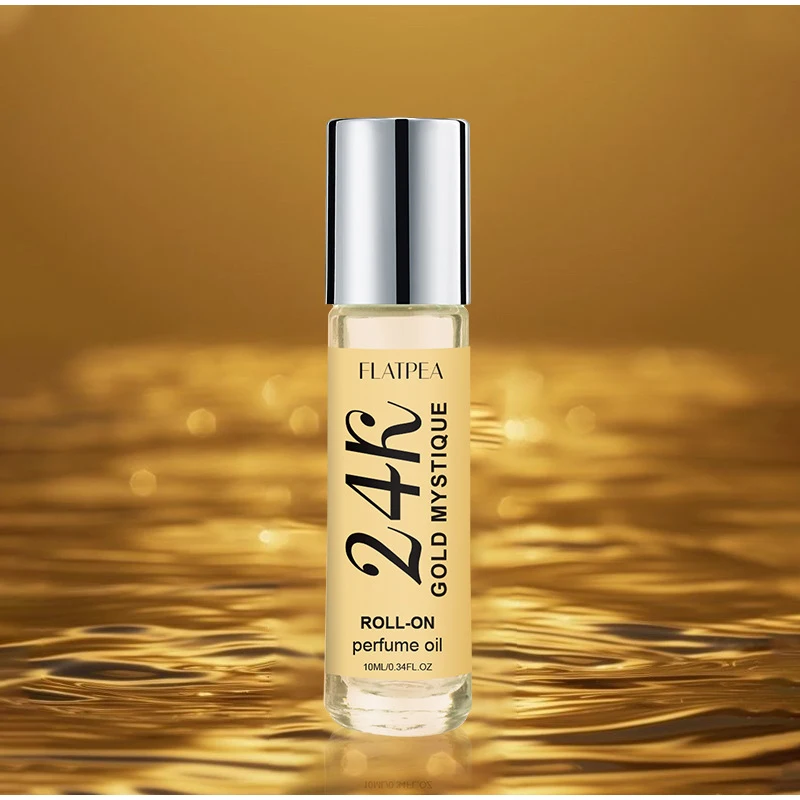 24k Gold Brand Perfume Luxury Roller Ball Design Perfume Oil No Alcohol Long-lasting Fragranc Floral Scent 10ml Dating Deodorant