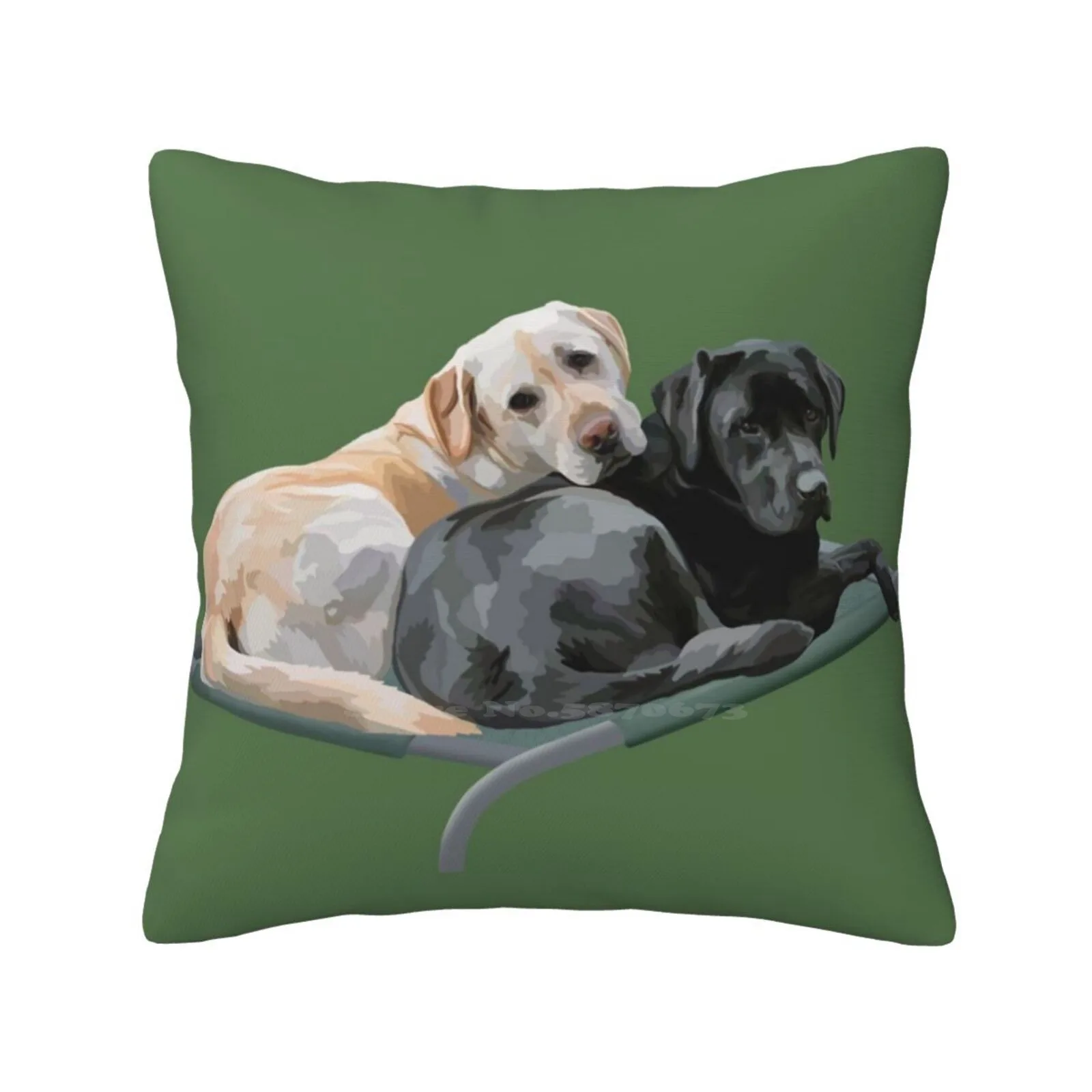 Yogi And Gretyl Home Sofa Car Waist Throw Pillowcase Labrador Retriever Yellow Lab Black Lab Pet Portrait Puppy Animal Cute