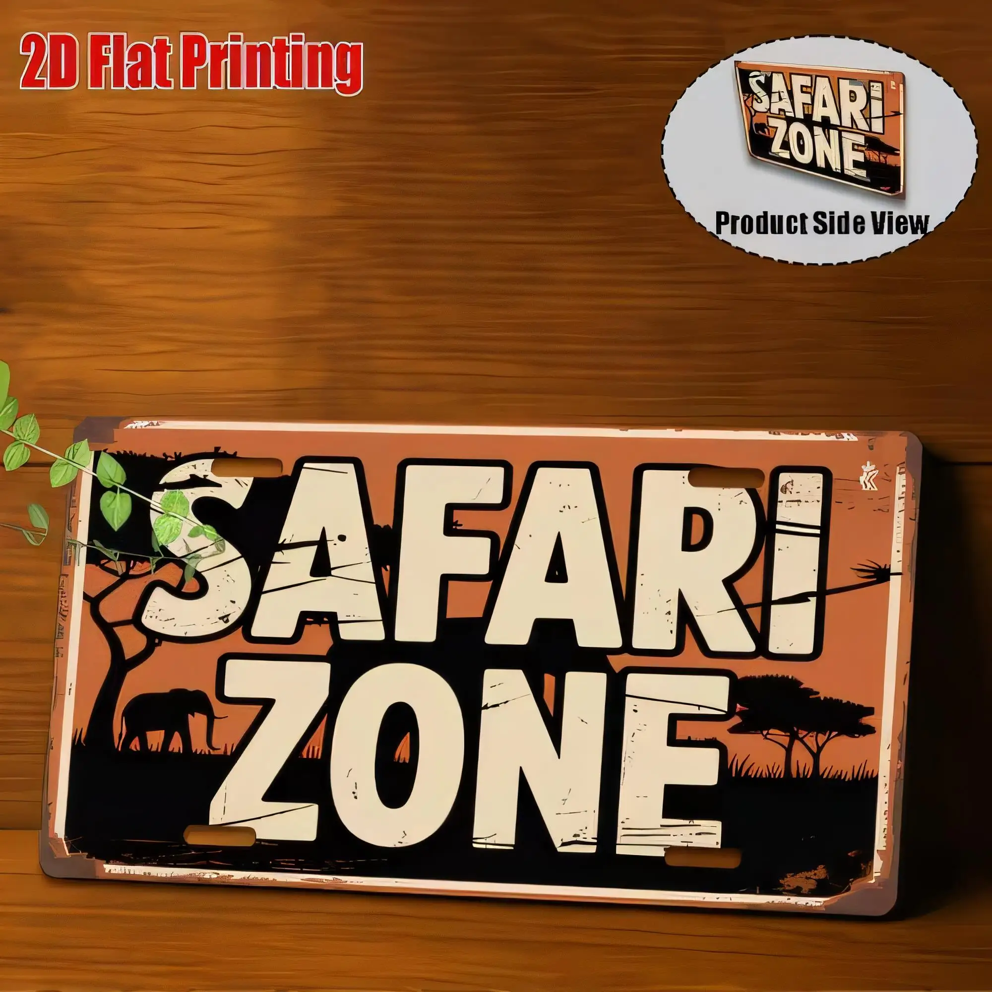 Tin Sign Safari Zone 3D Flat Printing Rustic Metal Wall Plaque Vintage Style for Home Bar Pub Office Decor Kids Room Retro Art P