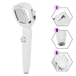 4 Modes High Pressure Shower Head with OnOff Button Sprayer Nozzle Filter Removable and Washable White ABS Material