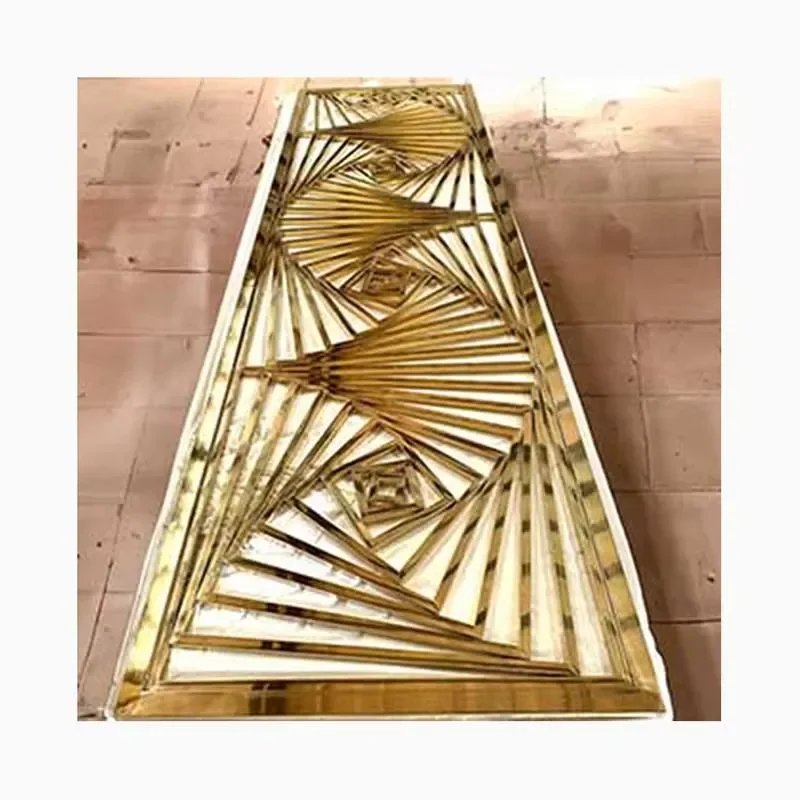Cut Wall Panel Screen and Room Divider Perforated Gold Stainless Steel Art Decoration Suitable for Outdoor Architecture