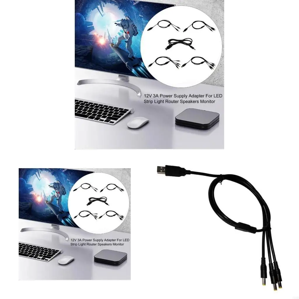 J1HD USB Male to 5.5x2.5mm 2/3/4/5 in 1 5V Power Plug Connector Cable 2/3/4/5 in 1