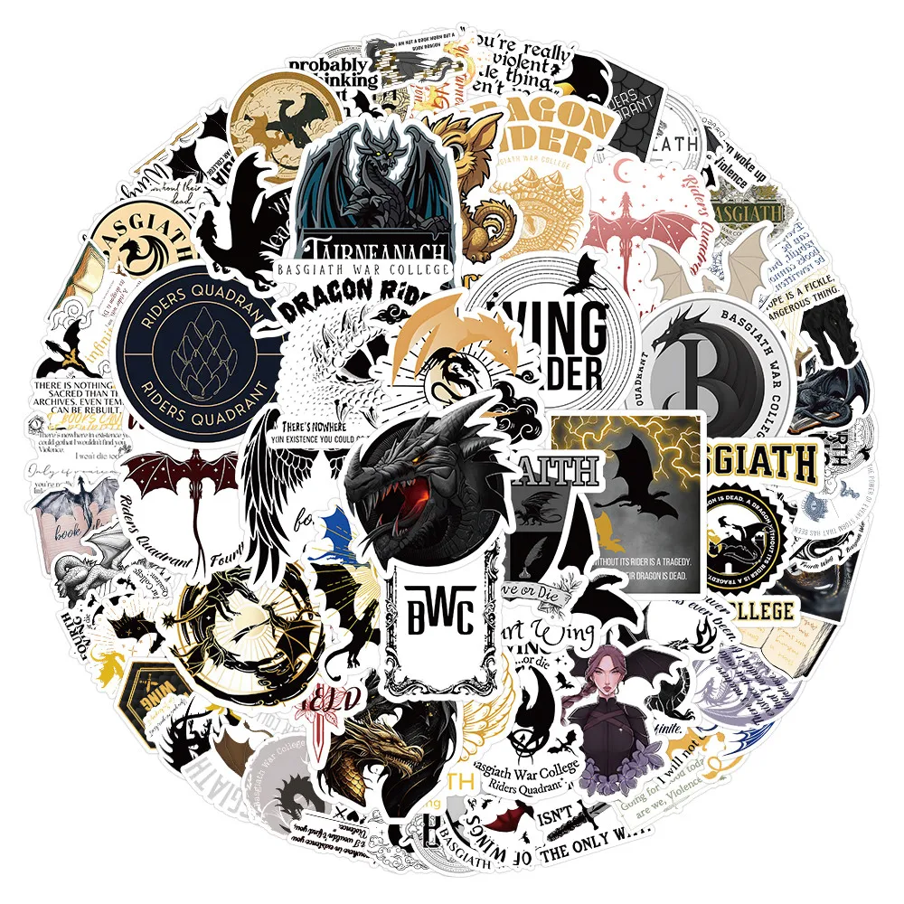 100PCS Fourth Wing Stickers Waterproof Dragon Rider Stickers for Water Bottle Laptop Phone Skateboard Luggage Papery Pop Store
