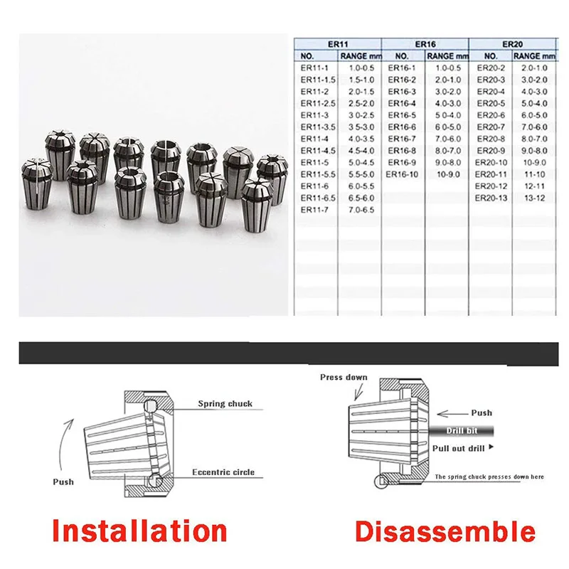 500w Air cooled spindle Motor +13pcs ER11 chuck + 52mm clamps + Power Supply speed governo