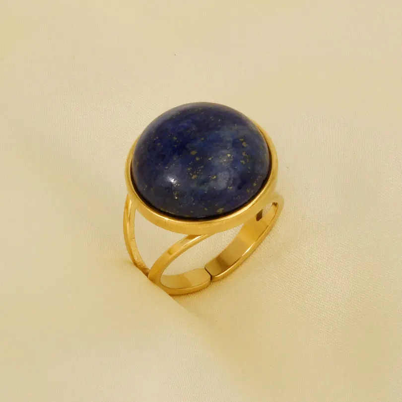 1pc Classic Starry Blue Stainless Steel Opening Adjustable Ring Waterproof No Fading Gold Color Bohemia Rings For Women Rings