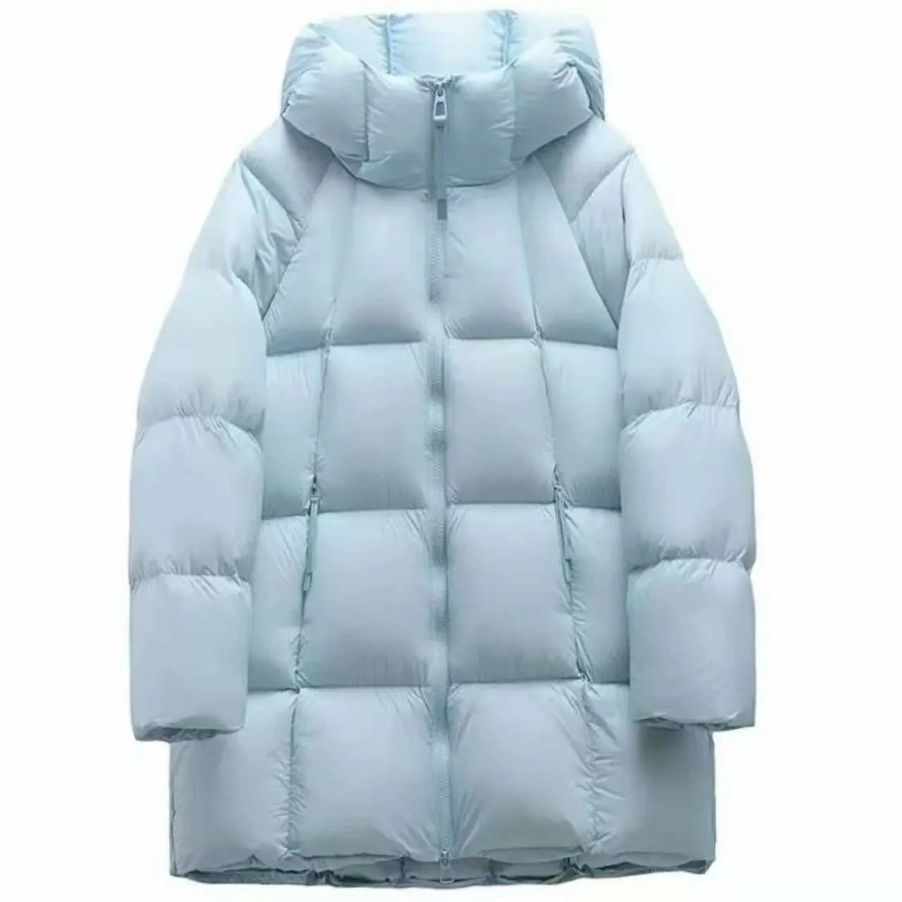

Women's Down cotton Jackets Fashion Solid Hooded Thick Warm Parka Long Blue Loose Coats Lady Autumn Winter New Windproof Outwear