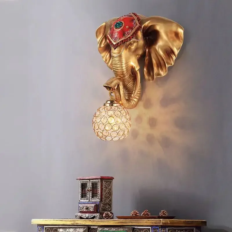 ABEL Modern Elephant Wall Lamps LED Interior Creative European Resin Sconce Light for Home Living Room Hall Decor
