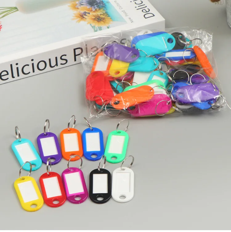 10-50pcs/lot Mixing colors Plastic with Split Ring Label for DIY Hotel key label Baggage Luggage Tags Wholesale