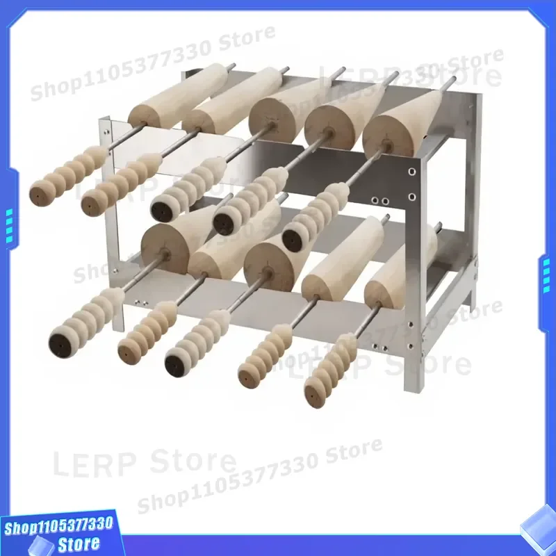 Stainless Steel Double Chimney Cake Mold Holder for Kurtos Kalacs Trdelnik Baking Sticks Wooden Rolling Pin Support Kitchen