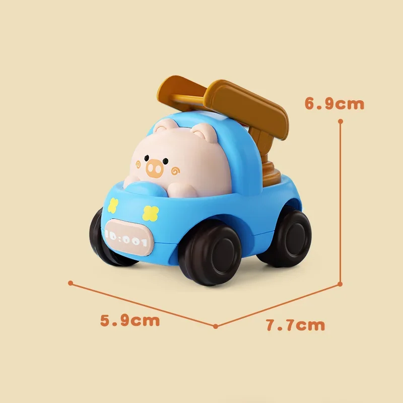 Children Mini Cartoon Engineering Car Toy Cute Animal Inertia Push and Go Excavator Fire Truck Education Toys for Baby Toddlers