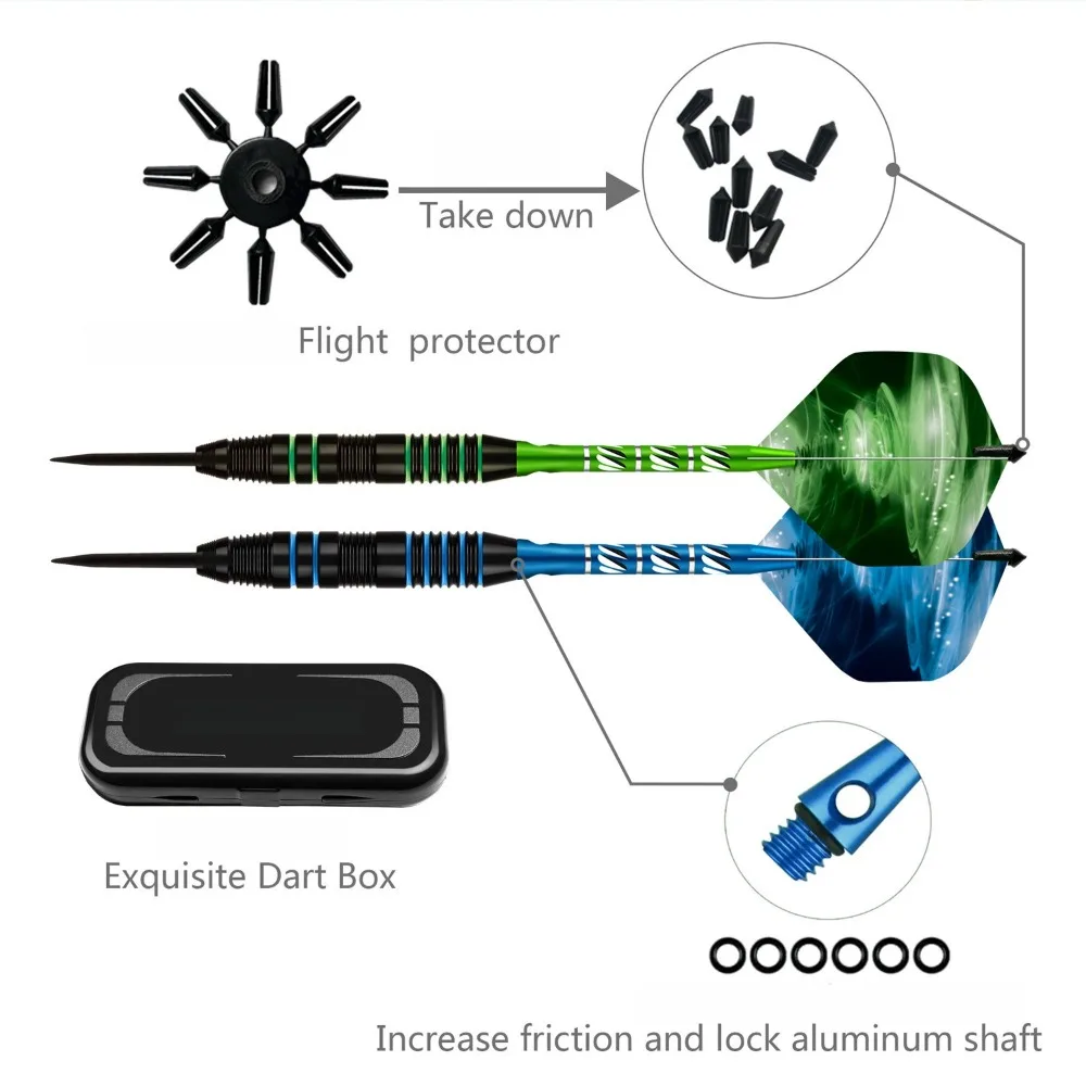 

Обновленный набор из 6 дротиков из вольфрамовой стали с точильным камнем в подарочной коробке для высококачественных соревнований по дартсу, 22 г