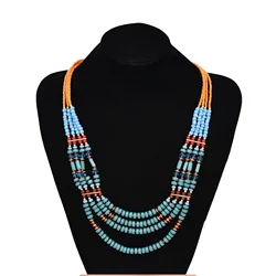 New Turquoise Seed Beads Owl Choker Necklace for Women Vintage Indian African Ethnic Statement Collar Necklaces Jewelry Gifts