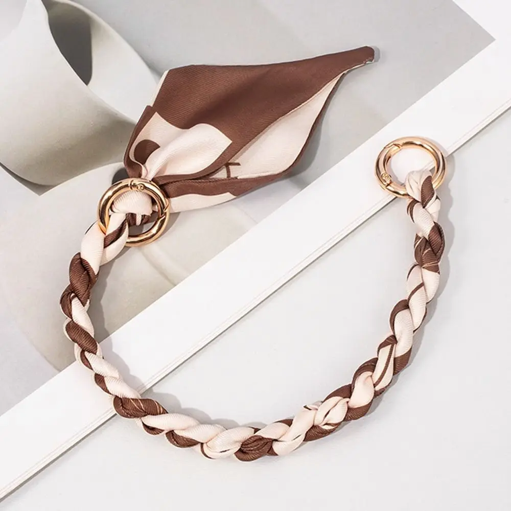 Silk Scarf Ribbon Handbag Strap Chain Fashion Scarf Metal Chain Handle Bag Decor Bow Multi-function Ribbon Handbag Accessories