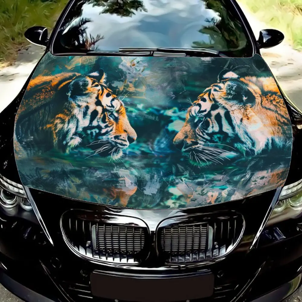 Custom Tiger Background Vehicle Wrap - Professional Grade Vinyl