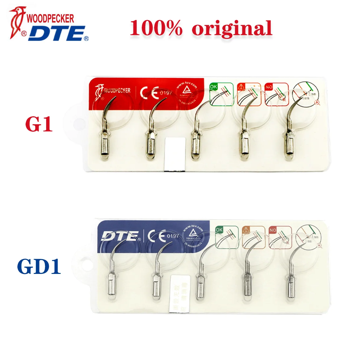 Original Woodpecker DTE Ultrasonic Scaler Tips Scaling Tip G1 GD1 Fit EMS SATELEC ACTEON NSK Scaler Handpiece Dental Materials