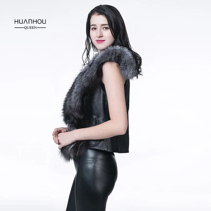 

real silver fur vest women winter fox fur jacket vest fashion