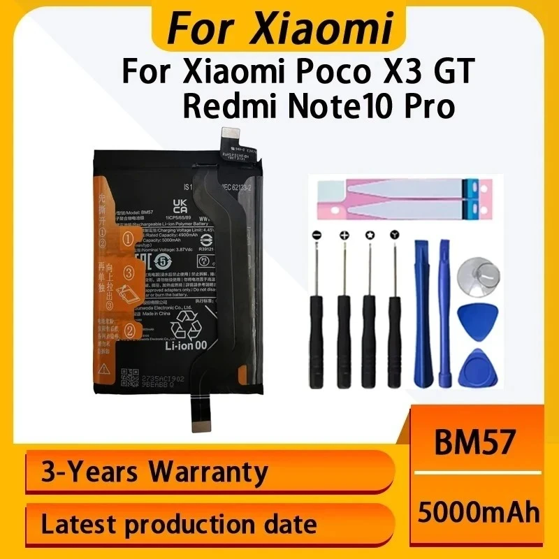 100% NEW 5000mAh Battery BM57 For Xiaomi Poco X3 GT Redmi Note10 Pro Phone Batteries Bateria Batterij+With Free Tools