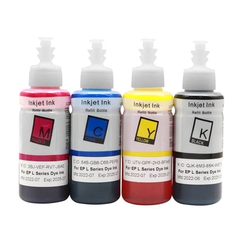 Tinta de tinte de 4 colores para impresora Epson L358, L360, L361, L362, L363, L364, L366, L375, L383, L385, L386, L395, L405, L455, L456, L475,