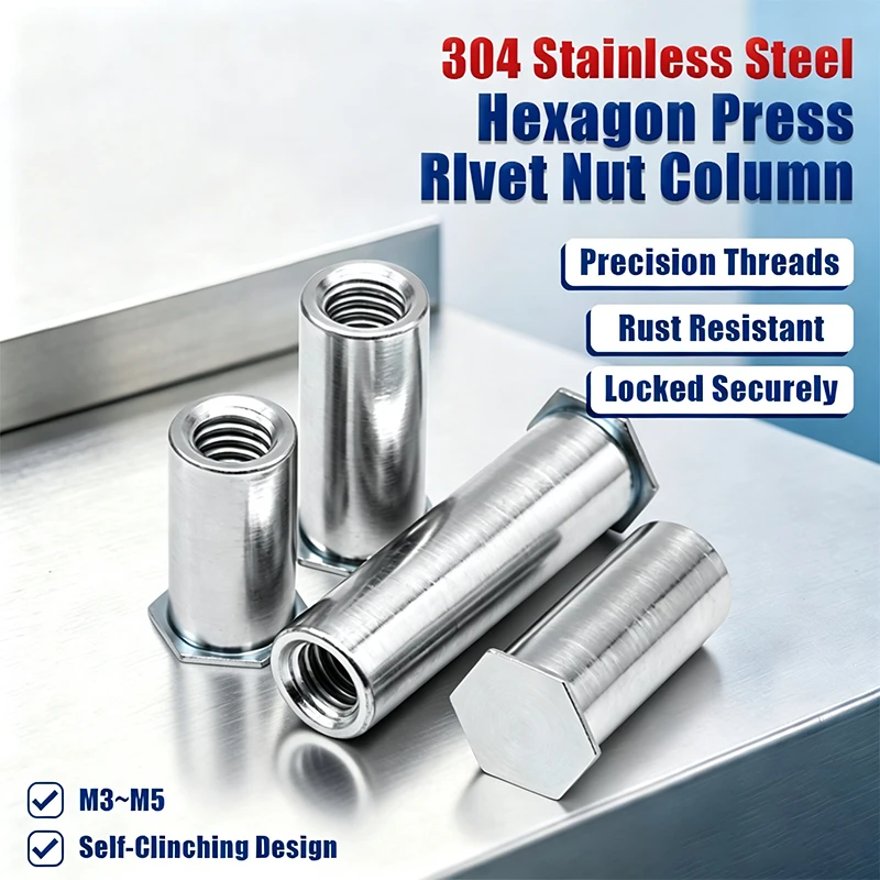 BSO Blind Self-clinching Studs, Blind Press Rivet Nut Stud M2 M2.5 M3 M4 M5 M6 M8, 304 Stainless Steel Blind Rivet Stud SOS SOA