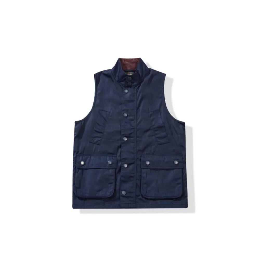 Autumn and winter men's retro jacket oil wax work vest British stand-up collar vest jacket